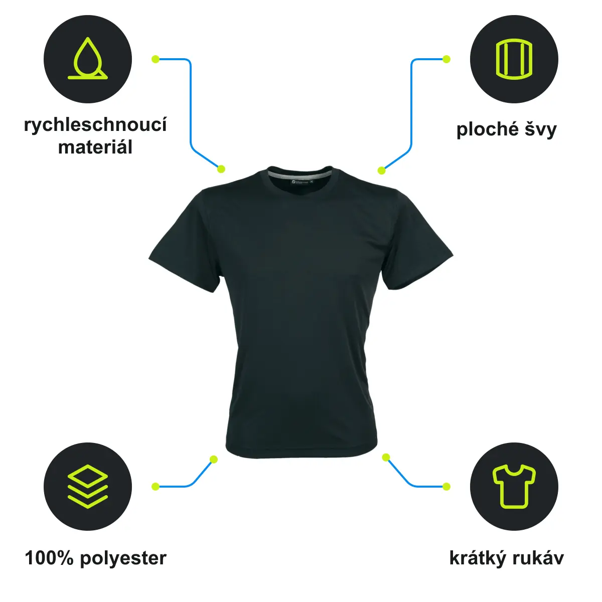 Infografika SCHWARZWOLF COOL SPORT MEN funkční tričko, černá XXXL