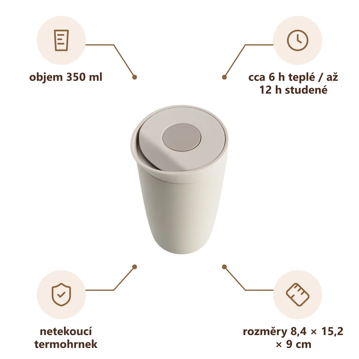 Infografika VS NAKAI Termohrnek, 350 ml, béžová
