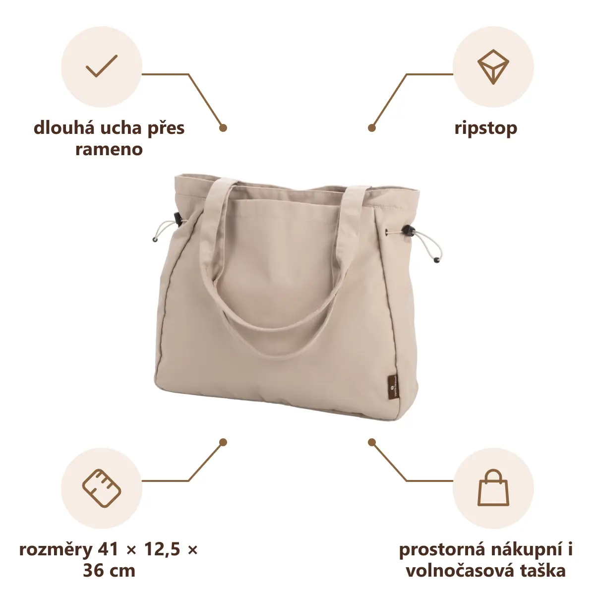 Infografika VS TAMALA Nákupní a volnočasová taška, béžová