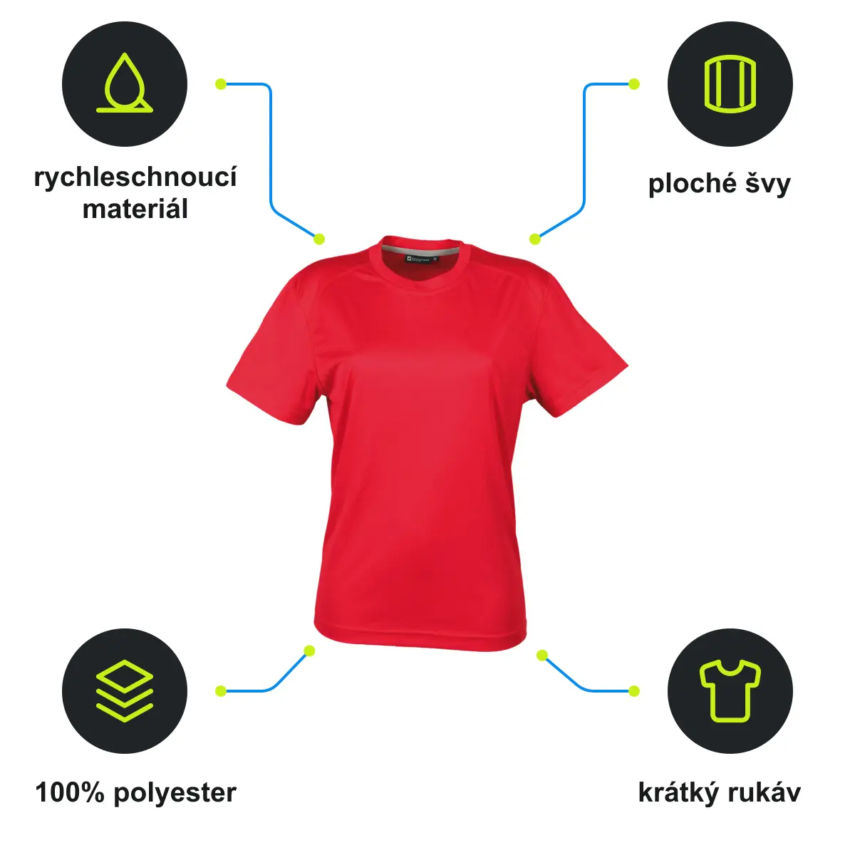 Infografika SCHWARZWOLF COOL SPORT WOMEN funkční tričko, červená L