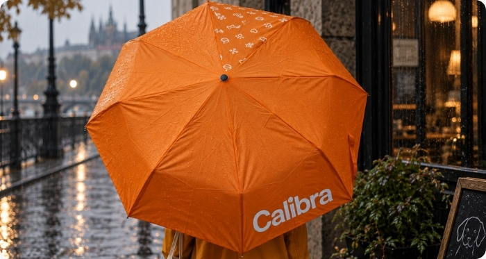Reklamní deštník Calibra s logem a vlastním designem