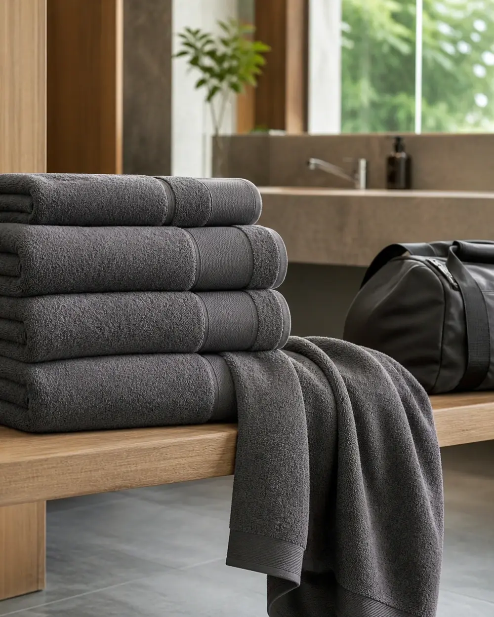 Měkké ručníky v moderním wellness prostředí