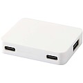 4portový USB hub s výstupy USB-A a Type-C a duálním vstupem – vyrobeno z recyklovaného plastu, bílá