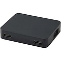 4portový USB hub s výstupy USB-A a Type-C a duálním vstupem – vyrobeno z recyklovaného plastu, černá