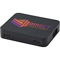 4portový USB hub s výstupy USB-A a Type-C a duálním vstupem – vyrobeno z recyklovaného plastu, černá