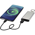 Arcturus powerbanka z recyklovaného hliníku s kapacitou 2000 mAh a klíčenkou, stříbrná