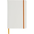 Bílý zápisník A5 s barevnou gumičkou, bílá/oranžová