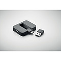 Čtyřportový 2.0 USB rozbočovač z ABS. Výstup: 2x typ A a 2x typ C. Vstup: Typ C a Typ A. Délka kabelu: 20 cm., černá
