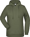 Dámská mikina s kapucí James Nicholson sweat hoodie women, tmavá zelená vojenská, vel. M