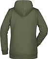 Dámská mikina s kapucí James Nicholson sweat hoodie women, tmavá zelená vojenská, vel. M