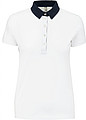 Dámské polotriko KARIBAN TWO-TONE JERSEY POLO SHIRT, bílá/námořní modrá, 2XL