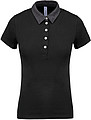 Dámské polotriko KARIBAN TWO-TONE JERSEY POLO SHIRT, černá/tm.šedá, XS