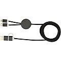 Datový synchronizační a rychlonabíjecí 27W kabel 5 v 1 z recyklovaného hliníku a plastu o délce 150 cm, černá