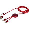 Datový synchronizační a rychlonabíjecí 27W kabel 5 v 1 z recyklovaného hliníku a plastu o délce 150 cm, červená