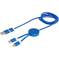 Datový synchronizační a rychlonabíjecí 27W kabel 5 v 1 z recyklovaného hliníku a plastu o délce 150 cm, královská modrá