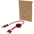 Datový synchronizační a rychlonabíjecí 27W kabel 5 v 1 z recyklovaného hliníku a plastu o délce 30 cm, červená