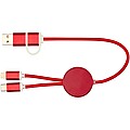 Datový synchronizační a rychlonabíjecí 27W kabel 5 v 1 z recyklovaného hliníku a plastu o délce 30 cm, červená