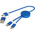 Datový synchronizační a rychlonabíjecí 27W kabel 5 v 1 z recyklovaného hliníku a plastu o délce 30 cm, královská modrá
