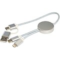 Datový synchronizační a rychlonabíjecí 27W kabel 5 v 1 z recyklovaného hliníku a plastu o délce 30 cm, stříbrný