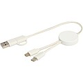 Datový synchronizační a rychlonabíjecí 27W kabel 5 v 1 z recyklovaného plastu o délce 30 cm, bílá