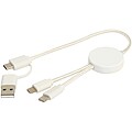 Datový synchronizační a rychlonabíjecí 27W kabel 5 v 1 z recyklovaného plastu o délce 30 cm, bílá