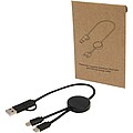 Datový synchronizační a rychlonabíjecí 27W kabel 5 v 1 z recyklovaného plastu o délce 30 cm, černá