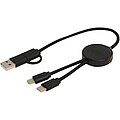 Datový synchronizační a rychlonabíjecí 27W kabel 5 v 1 z recyklovaného plastu o délce 30 cm, černá