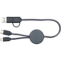 Datový synchronizační a rychlonabíjecí 27W kabel 5 v 1 z recyklovaného plastu o délce 30 cm, modrošedá