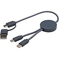 Datový synchronizační a rychlonabíjecí 27W kabel 5 v 1 z recyklovaného plastu o délce 30 cm, modrošedá