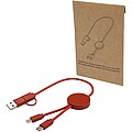 Datový synchronizační a rychlonabíjecí 27W kabel 5 v 1 z recyklovaného plastu o délce 30 cm, středně oranžová