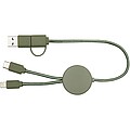 Datový synchronizační a rychlonabíjecí 27W kabel 5 v 1 z recyklovaného plastu o délce 30 cm, zelená
