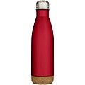 Dvoustěnná vakuově izolovaná nerezová láhev na vodu s korkovými detaily 500ml , červená