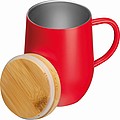 Dvoustěnný nerezový hrnek s víčkem, 300ml, červený