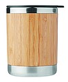 Dvoustěnný nerezový termohrnek s víčkem a bambusovým povrchem, 250ml