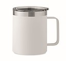 Dvoustěnný termohrnek 300ml z recyklovaného nerezu s plastovým víčkem, bílý