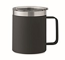 Dvoustěnný termohrnek 300ml z recyklovaného nerezu s plastovým víčkem, černý
