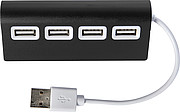 HUBERT Hliníkový USB rozbočovač se 4 porty, černý