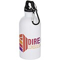 Jednostěnná láhev na vodu z nerezové oceli s karabinou a sublimačním tiskem 400ml , bílá