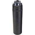 Jednostěnná láhev na vodu z recyklované nerezové oceli se sklopnou slámkou, 800 ml, černá