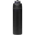 Jednostěnná láhev na vodu z recyklované nerezové oceli se sklopnou slámkou, 800 ml, černá
