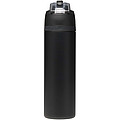 Jednostěnná láhev na vodu z recyklované nerezové oceli se sklopnou slámkou, 800 ml, černá