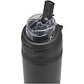 Jednostěnná láhev na vodu z recyklované nerezové oceli se sklopnou slámkou, 800 ml, černá