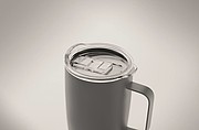 KADIR Dvoustěnný nerezový termohrnek s víčkem a korkovým dnem, 300 ml, šedá