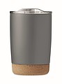 KADIR Dvoustěnný nerezový termohrnek s víčkem a korkovým dnem, 300 ml, šedá