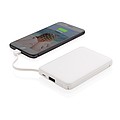 Kapesní powerbanka 5 000 mAh s integrovaným kabelem, bílá