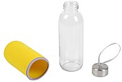 KASKADA Skleněná láhev na pití s neoprenovým obalem, 450ml, žlutá