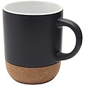 Keramický hrnek o objemu 300 ml s korkovými detaily a matným povrchem, černá