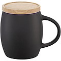 Keramický hrnek s dřevěným víčkem/táckem Hearth., černá/modrá