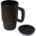 Keramický hrnek s plastovým víkem 450ml, černá