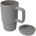Keramický hrnek s plastovým víkem 450ml, šedá